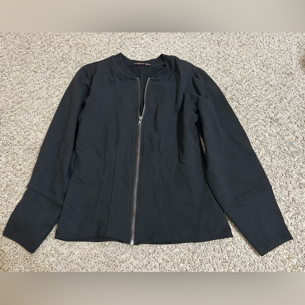 Betsy Johnson Performance Black Zip-Front Jacket Women's Size Small Cotton Blend